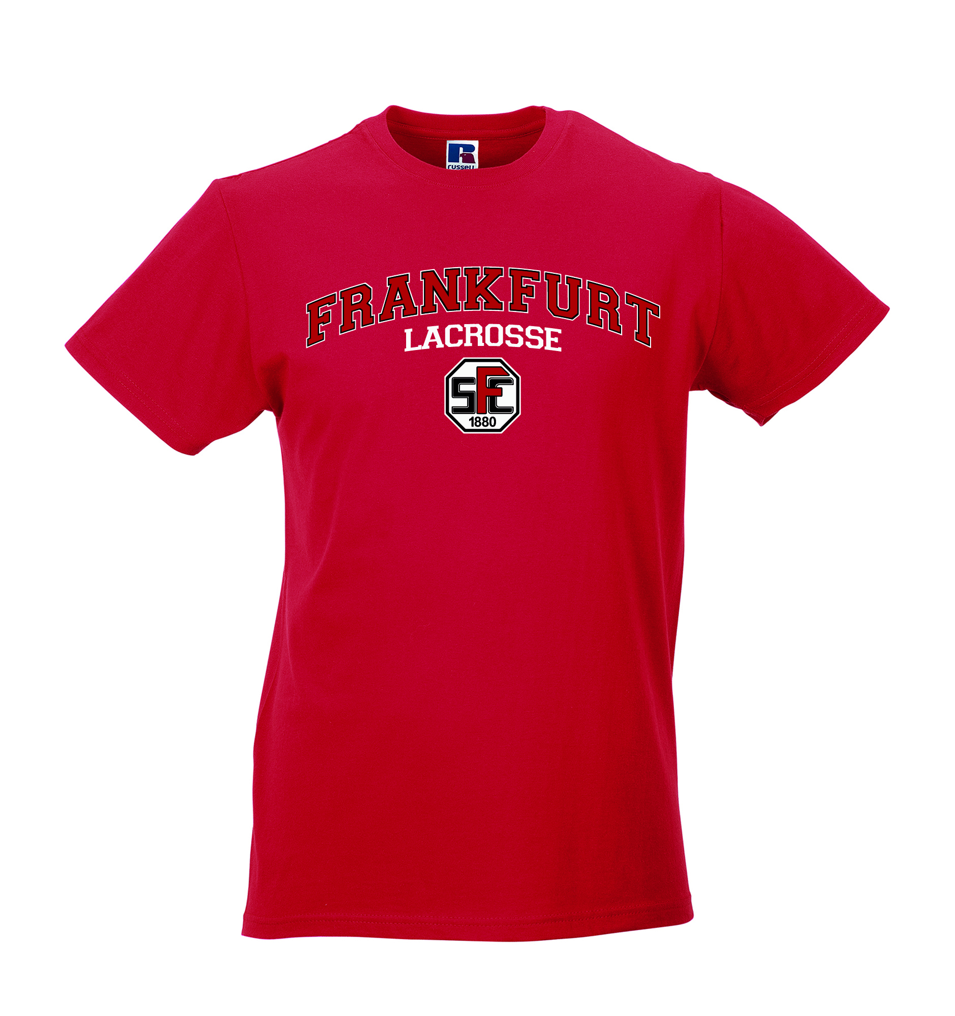 T-Shirt Herren rot mit Druck Lacrosse Logo